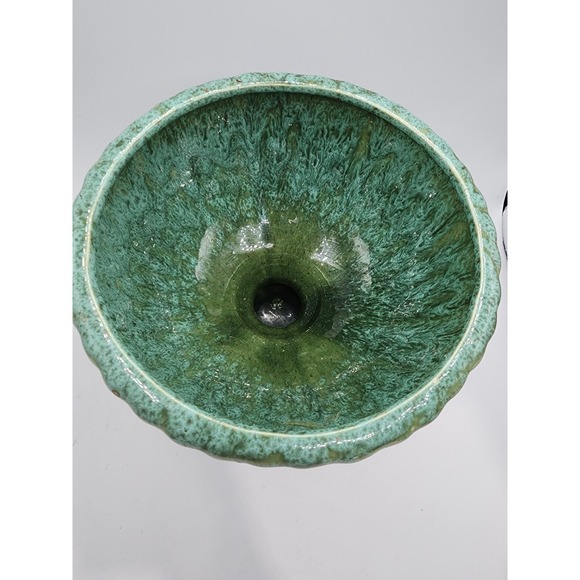 Vintage 1970s Haeger Ceramic speckled Blue Green Pedestal Planter - Picture 2 of 4